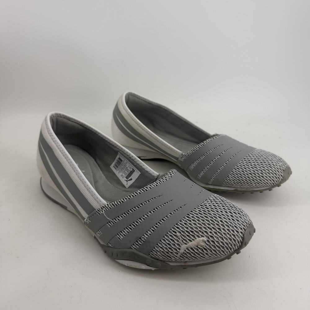 Puma Shoes Womens Size 9.5 Gray Slip On Mesh Flats Comfort Casual 361516-02